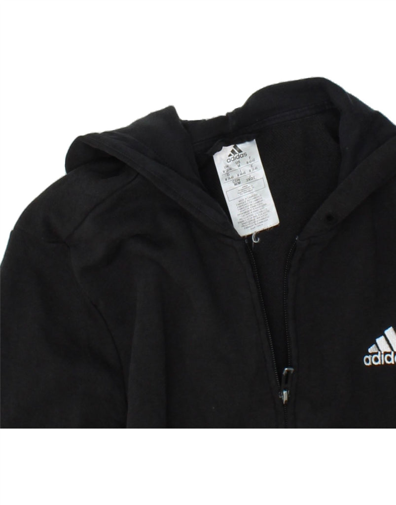 ADIDAS Womens Graphic Zip Hoodie Sweater UK 12/14 Medium Black Cotton Vintage Adidas and Second-Hand Adidas from Messina Hembry 