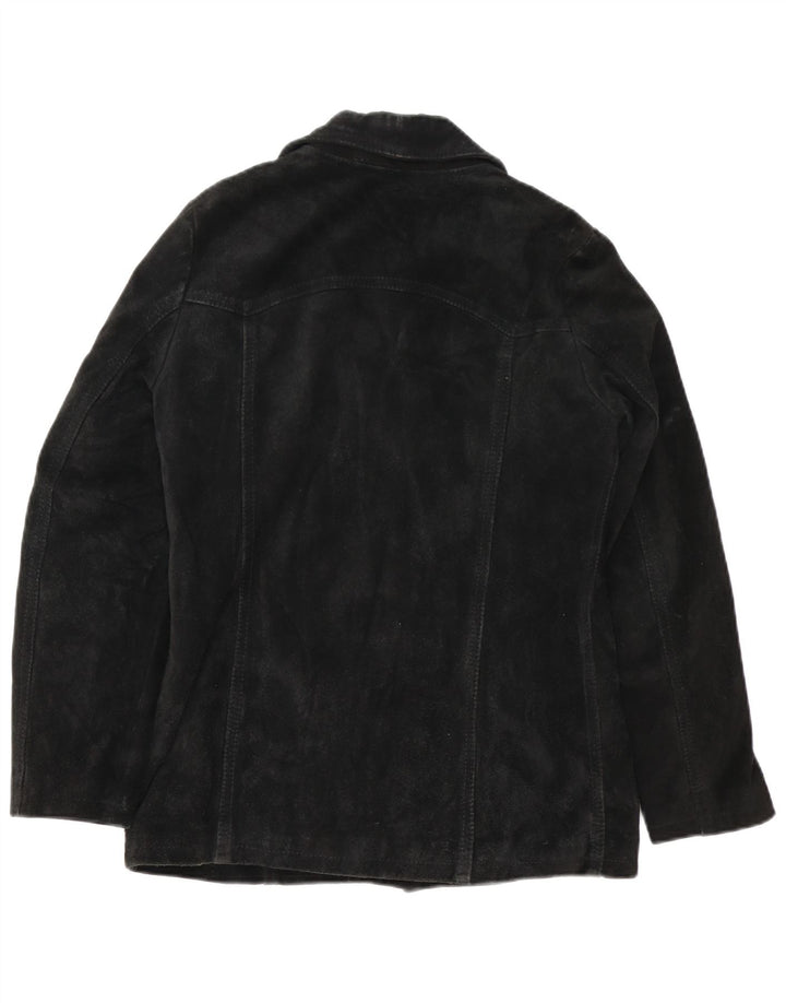 VINTAGE Womens Suede Jacket UK 12 Medium Black