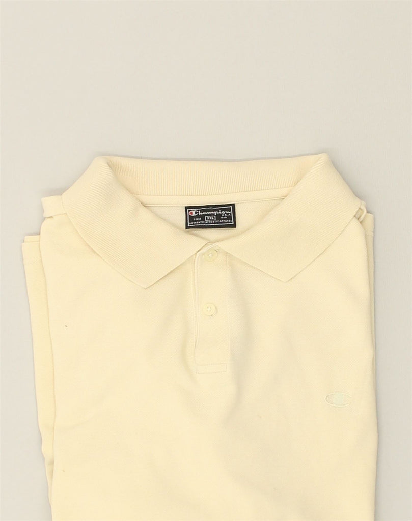 CHAMPION Mens Polo Shirt 2XL Beige Cotton | Vintage Champion | Thrift | Second-Hand Champion | Used Clothing | Messina Hembry 