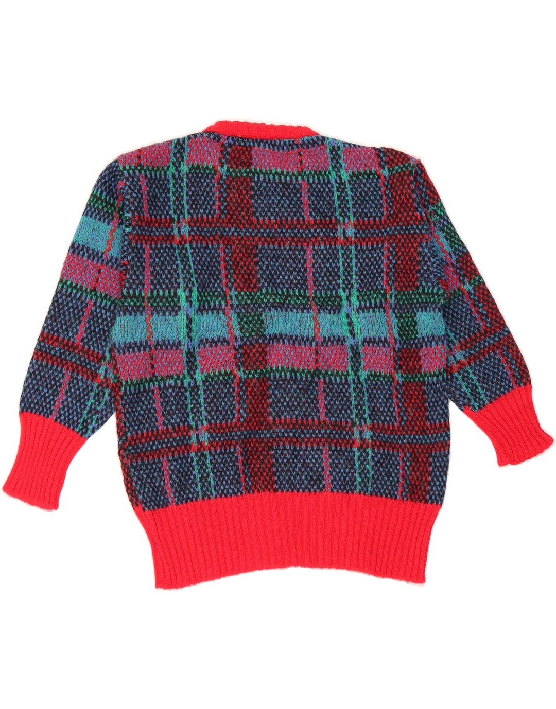 VINTAGE Womens Crew Neck Jumper Sweater UK 16 Large Blue Check Polyacrylic Vintage Vintage and Second-Hand Vintage from Messina Hembry 