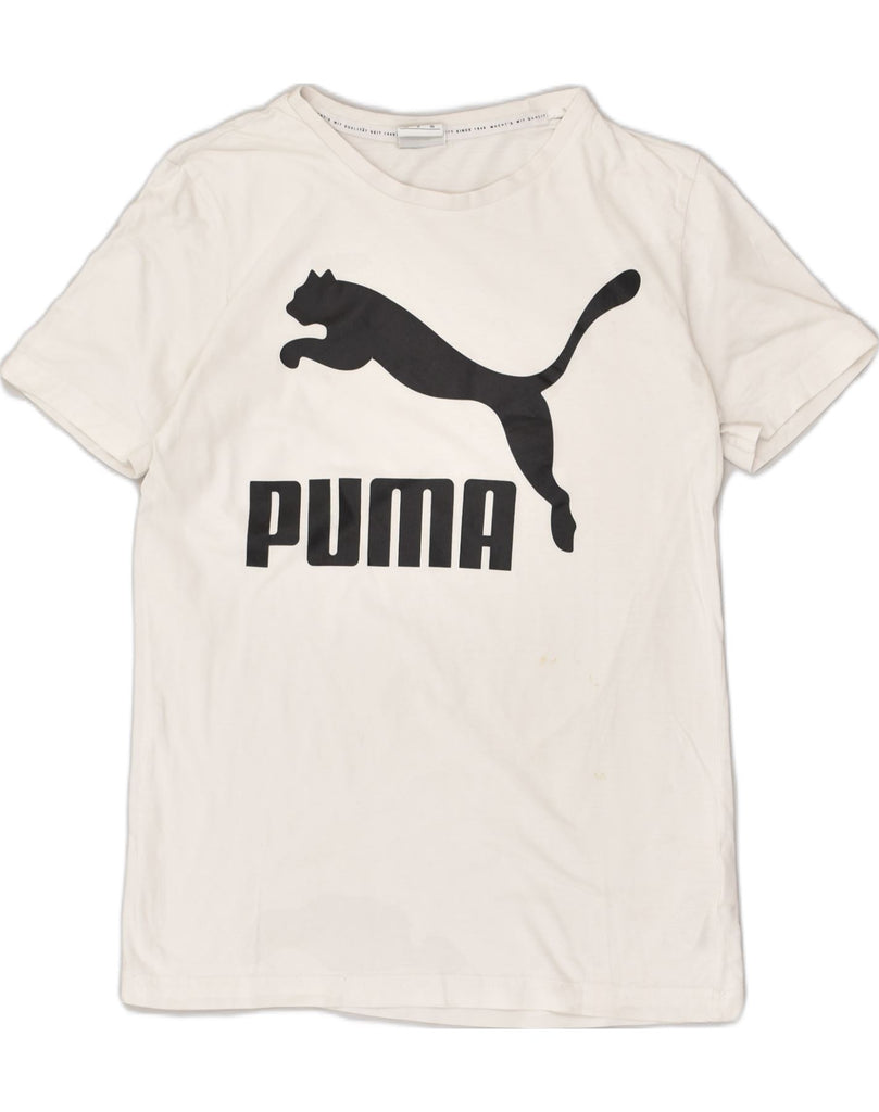 PUMA Mens Graphic T-Shirt Top XS White Cotton | Vintage Puma | Thrift | Second-Hand Puma | Used Clothing | Messina Hembry 