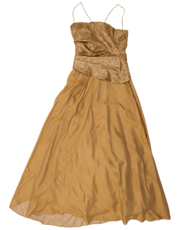 Yve London Womens Sleeveless Maxi Dress UK 8 Small Gold Floral