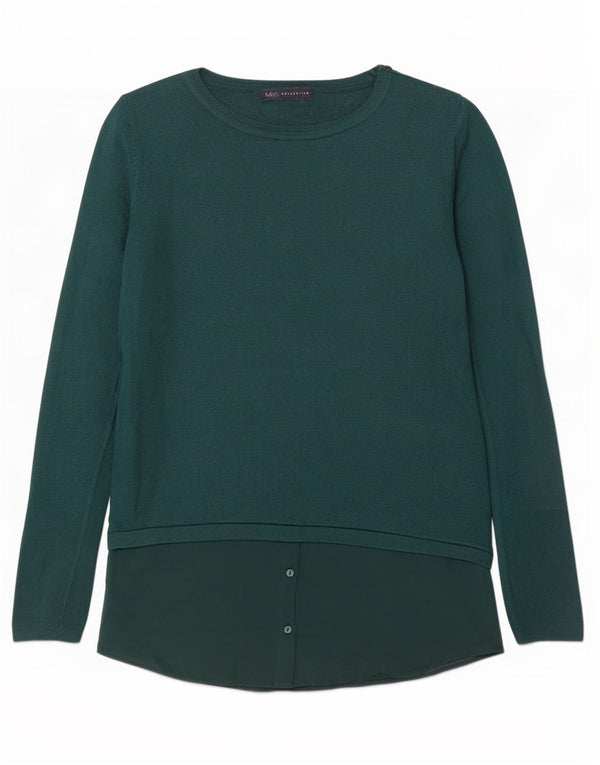 Marks & Spencer Womens Top Long Sleeve UK 14 Large Green Viscose