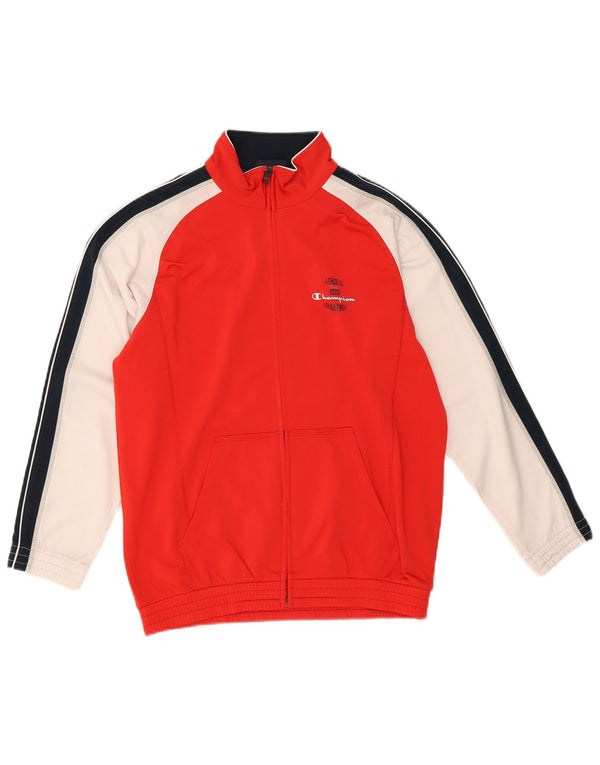 Champion Boys Tracksuit Top Jacket 11-12 Years Large Red Colourblock
