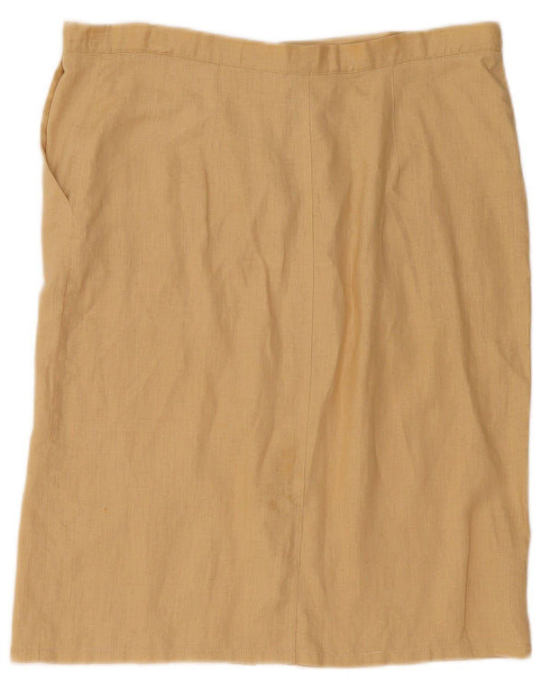 ELENA MIRO Womens Straight Skirt UK 14 Large W38 Beige Linen