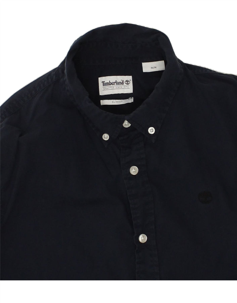 TIMBERLAND Mens Slim Fit Shirt Medium Navy Blue Cotton | Vintage Timberland | Thrift | Second-Hand Timberland | Used Clothing | Messina Hembry 