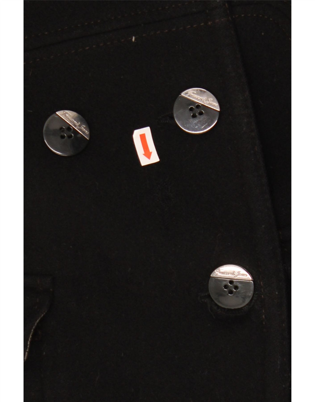 Trussardi Jeans Womens Double Breasted Coat IT 44 Medium Black Wool