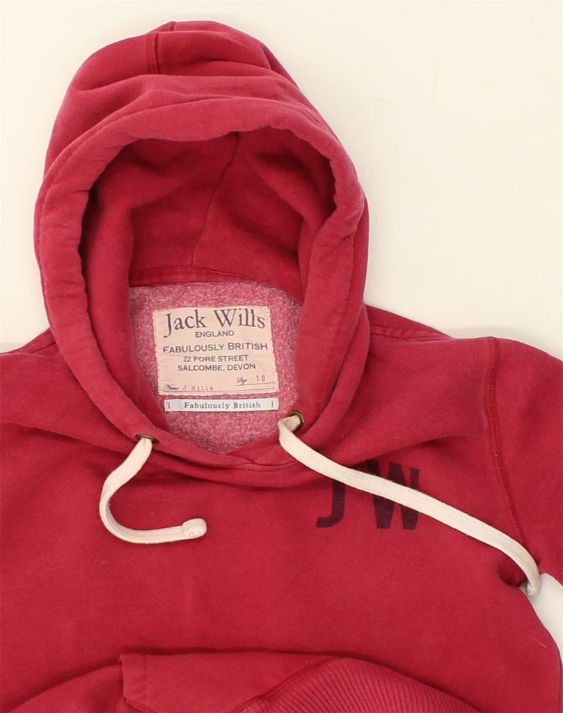 JACK WILLS Womens England Graphic Hoodie Jumper US 10 Large Red Cotton | Vintage Jack Wills | Thrift | Second-Hand Jack Wills | Used Clothing | Messina Hembry 