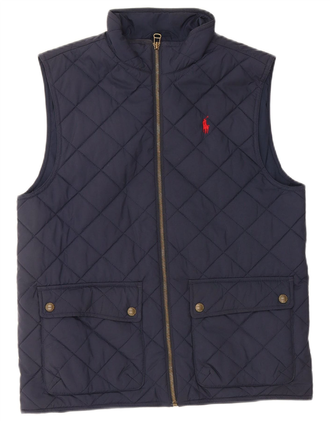 Polo Ralph Lauren Boys Quilted Gilet 14-15 Years Large Navy Blue Polyester