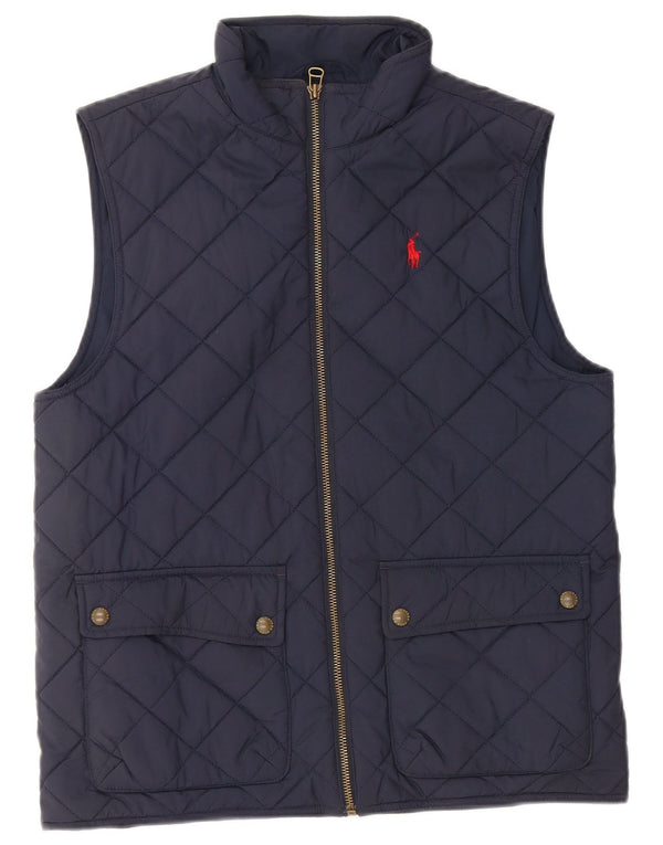Polo Ralph Lauren Boys Quilted Gilet 14-15 Years Large Navy Blue Polyester
