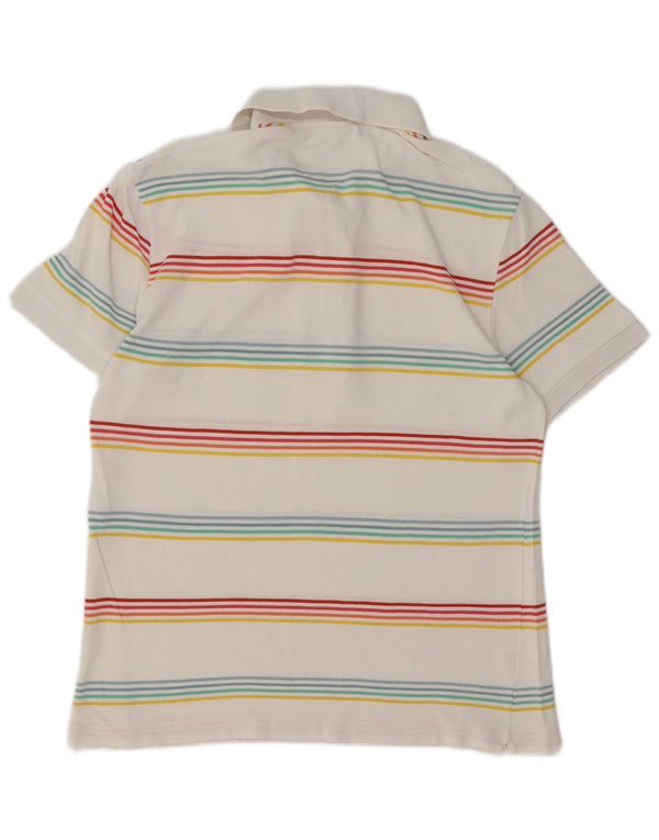 LACOSTE Mens Polo Shirt Size 4 Medium White Striped Cotton