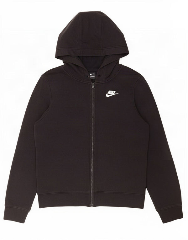Nike Womens Zip Hoodie Sweater UK 6 XS Black Cotton