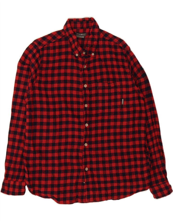 EDDIE BAUER Mens Flannel Shirt Large Red Gingham Cotton Vintage Eddie Bauer and Second-Hand Eddie Bauer from Messina Hembry 