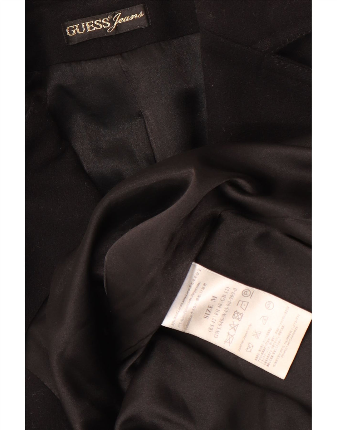 Guess Womens Overcoat UK 12 Medium Black Wool