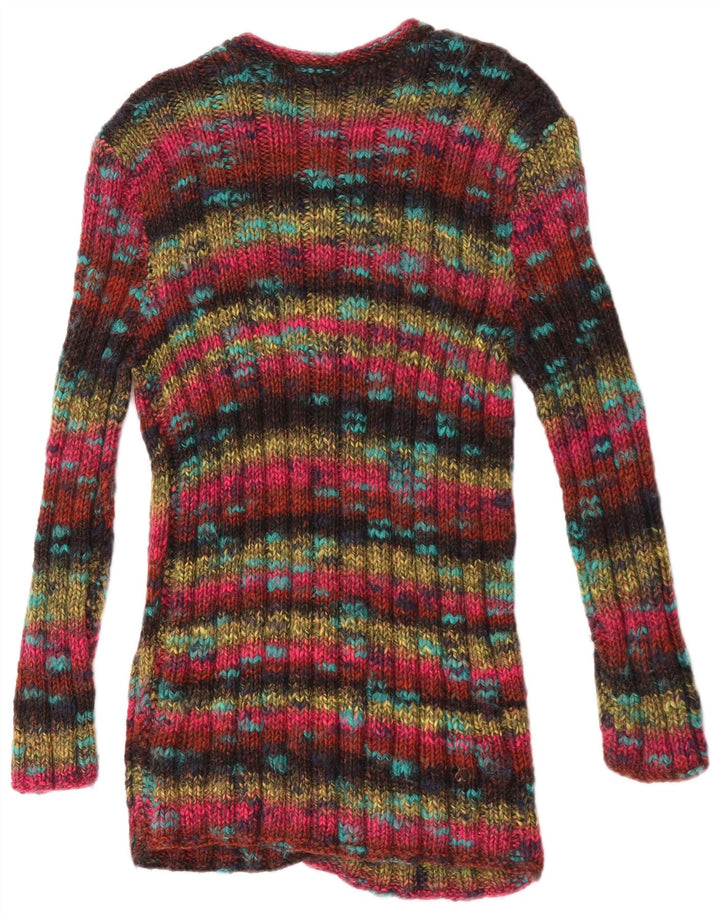 Vintage Womens Longline Cardigan Sweater UK 10 Small Multicoloured Flecked
