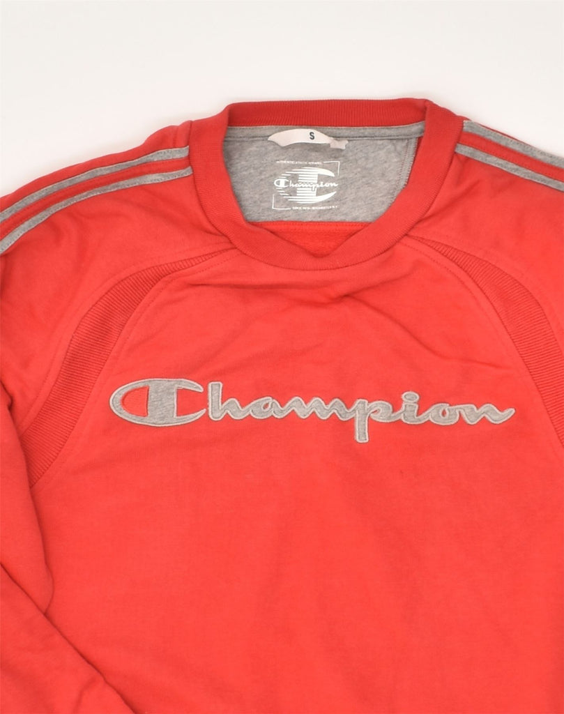 CHAMPION Mens Graphic Sweatshirt Jumper Small Red Cotton | Vintage Champion | Thrift | Second-Hand Champion | Used Clothing | Messina Hembry 