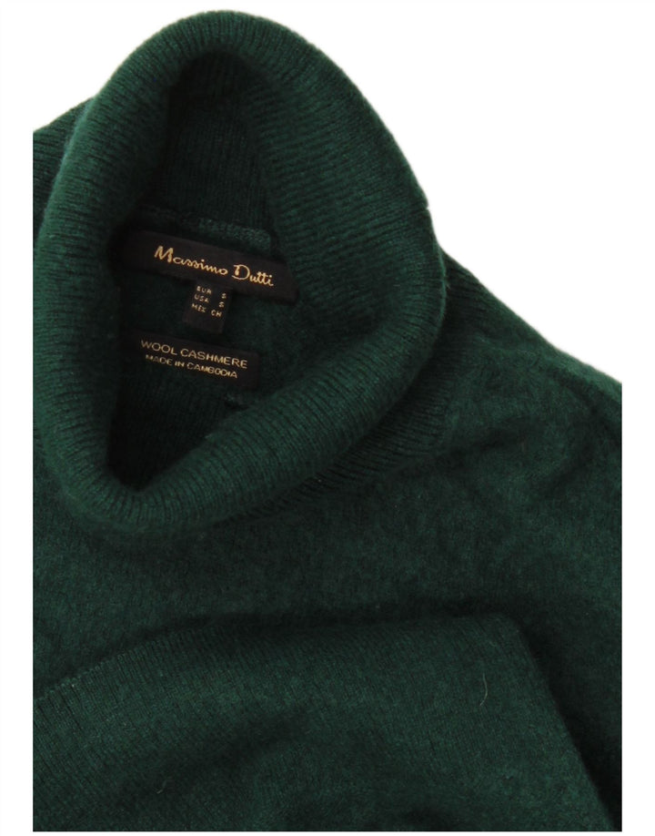 Massimo Dutti Womens Roll Neck Jumper Sweater UK 10 Small Green Wool