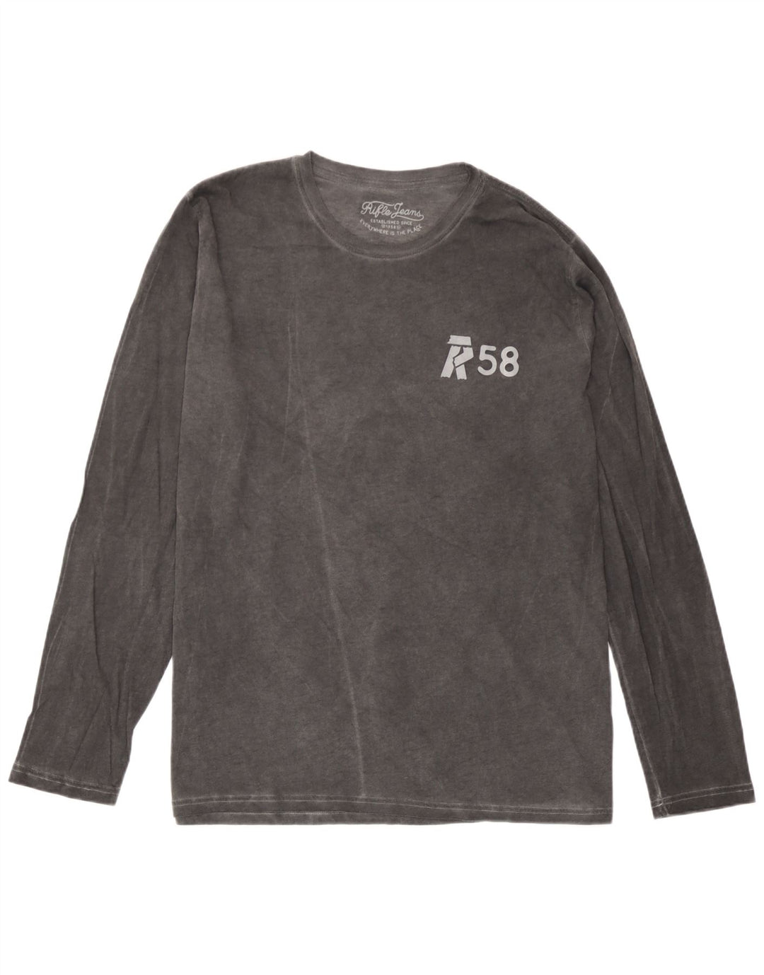 Rifle Mens Top Long Sleeve Large Grey Cotton