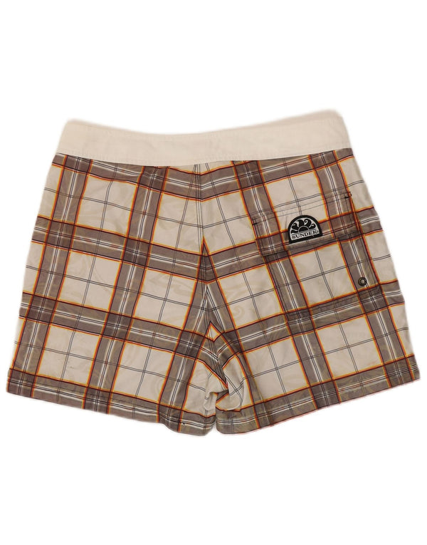 Sundek Mens Swimming Shorts Medium  White Check Polyester
