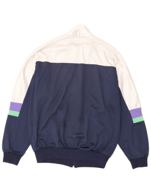Asics Mens Graphic Tracksuit Top Jacket IT 46 Small Navy Blue Colourblock