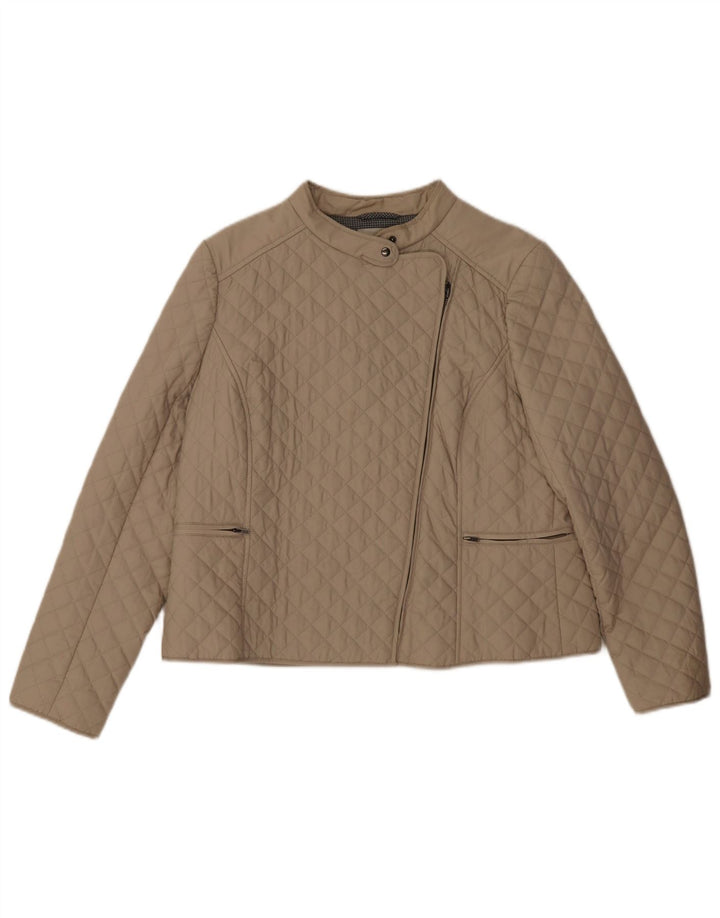 Hobbs Womens Crop Quilted Jacket UK 16 Large Beige Cotton