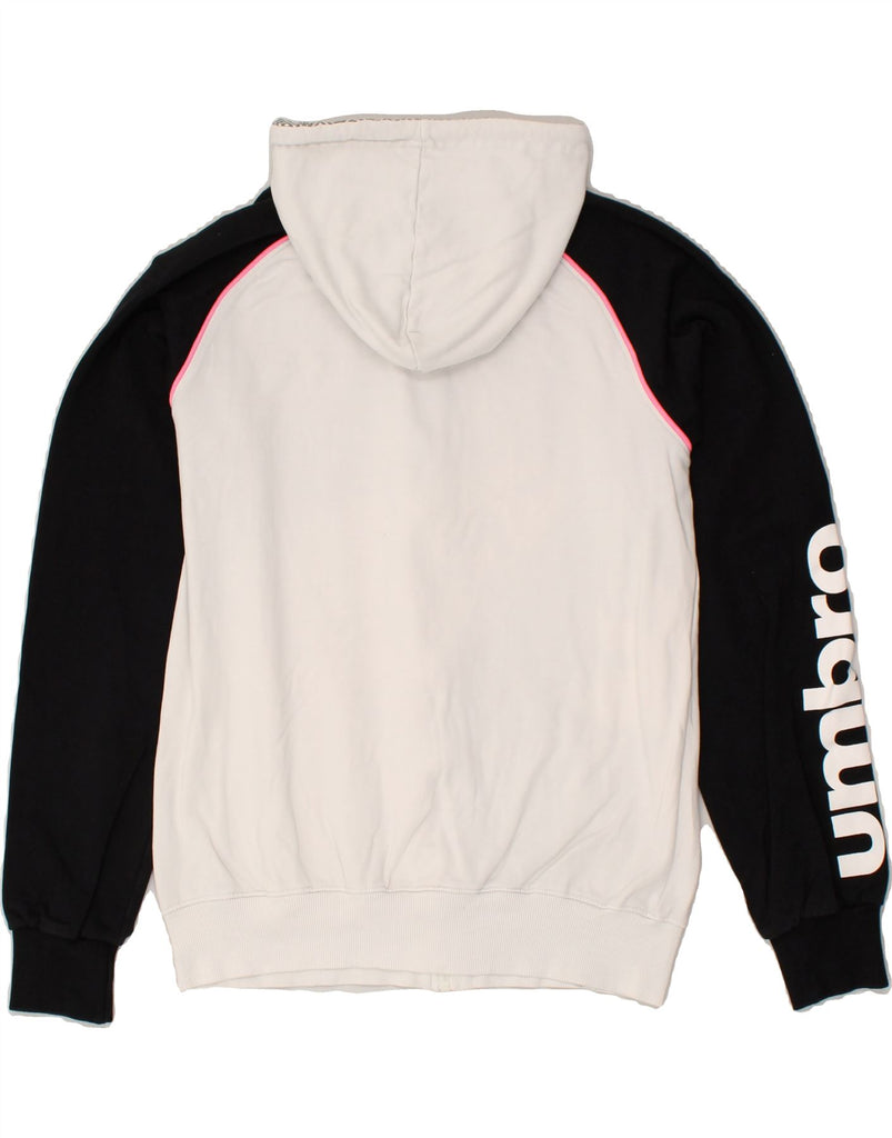 UMBRO Girls Zip Hoodie Sweater 13-14 Years 2XL White Colourblock Cotton | Vintage Umbro | Thrift | Second-Hand Umbro | Used Clothing | Messina Hembry 