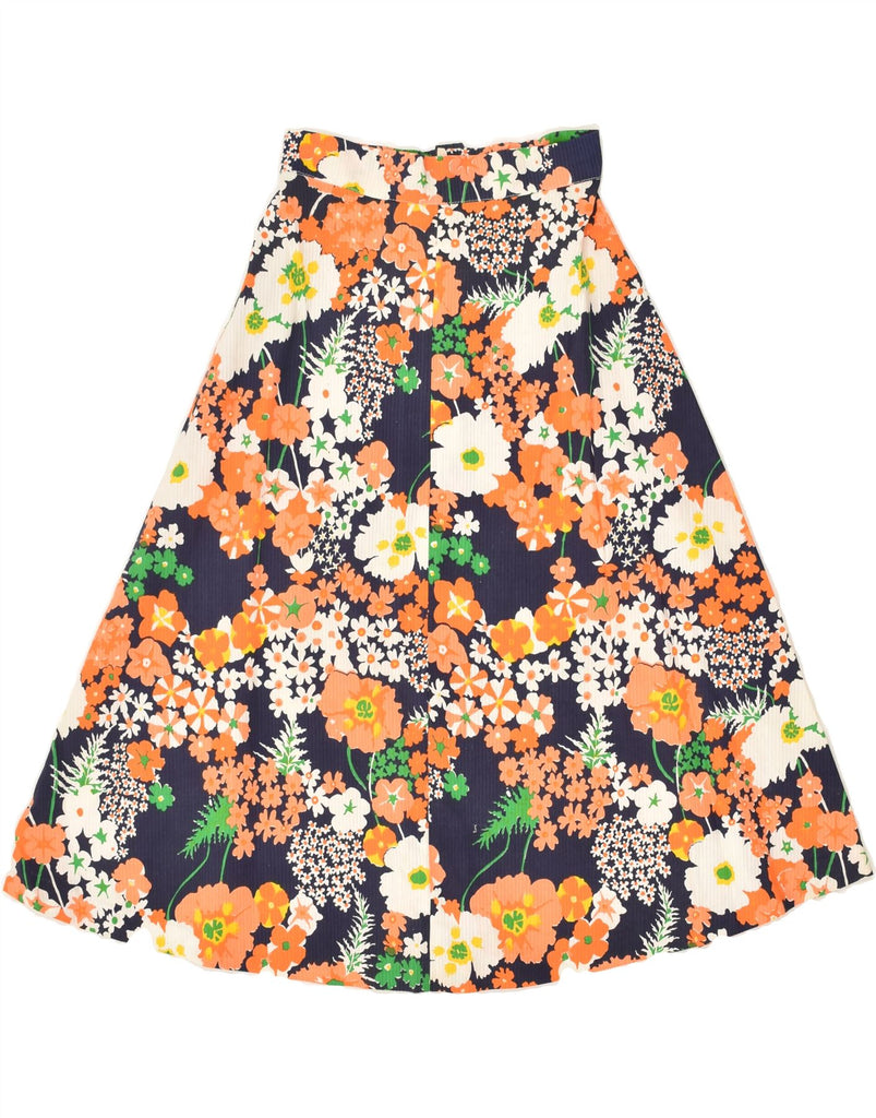 VINTAGE Womens A-Line Skirt IT 36 XS W24 Orange Floral Cotton | Vintage Vintage | Thrift | Second-Hand Vintage | Used Clothing | Messina Hembry 