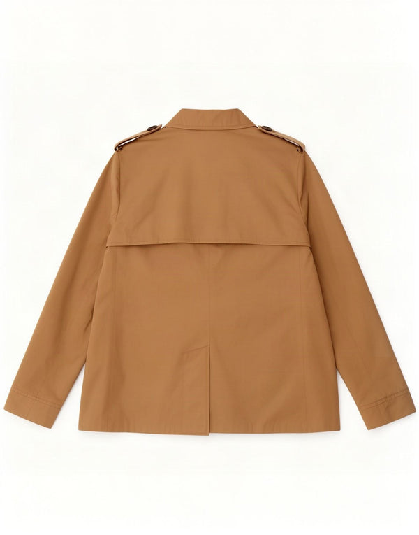 Zara Womens Short Trench Coat UK 10 Small Beige Cotton