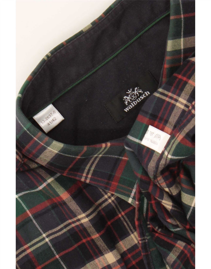 Walbusch Mens Flannel Shirt Size 41/42 Large Multicoloured Check Cotton