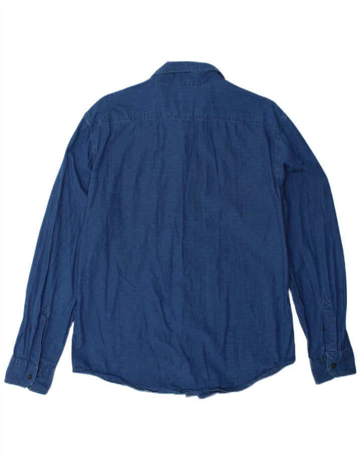 LEVI'S Mens Slim Shirt Large Navy Blue Cotton