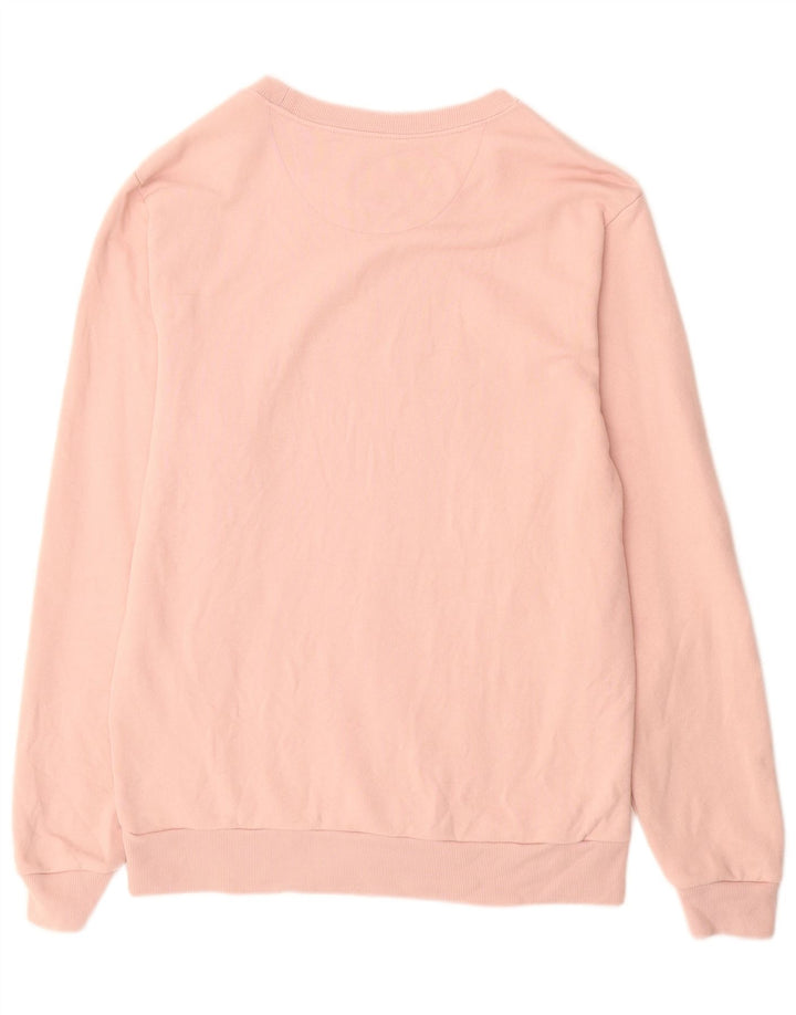 JACK WILLS Mens Graphic Sweatshirt Jumper Medium Pink Cotton