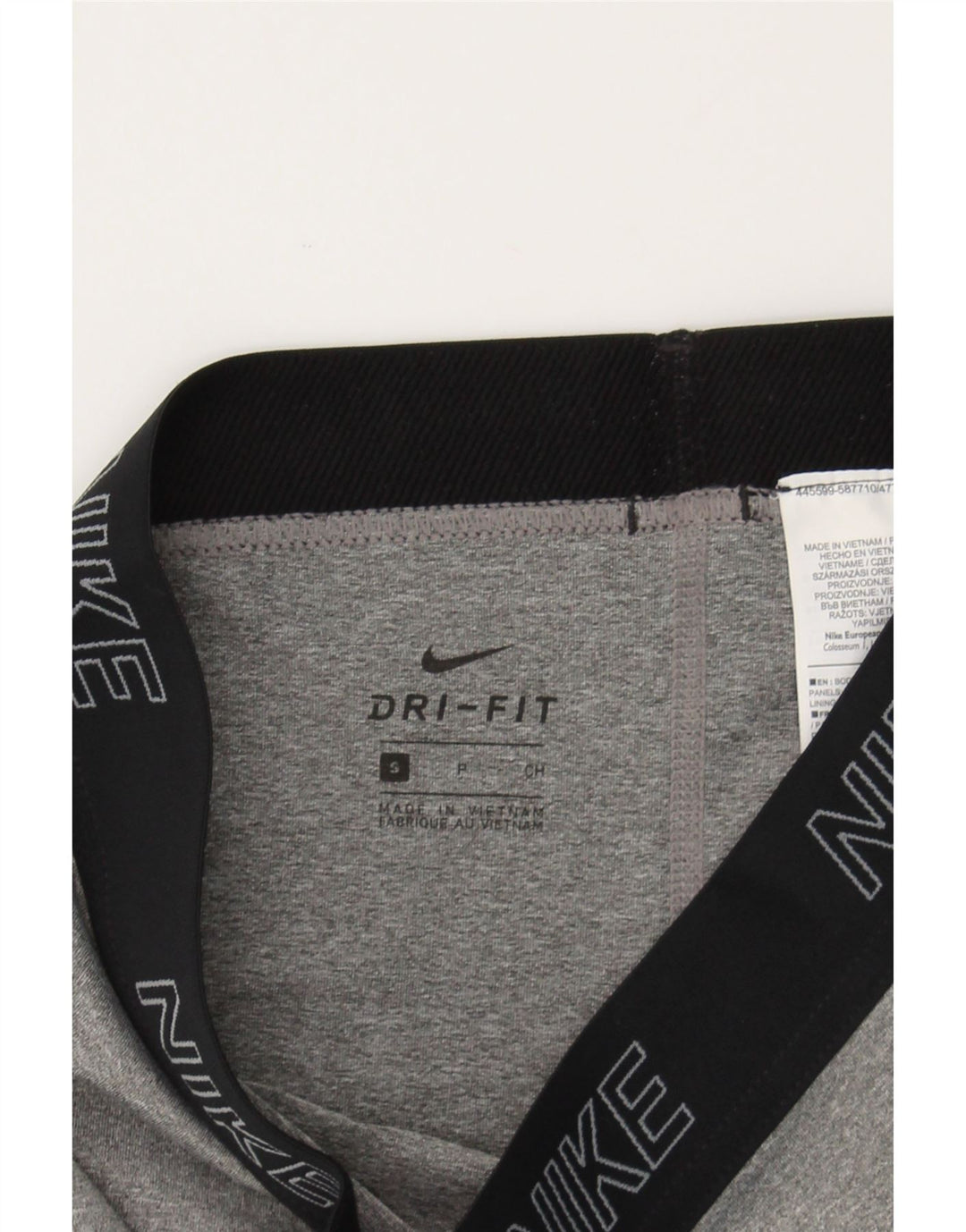 NIKE Womens Dri Fit Graphic Leggings UK 10 Small  Grey Colourblock Vintage Nike and Second-Hand Nike from Messina Hembry 