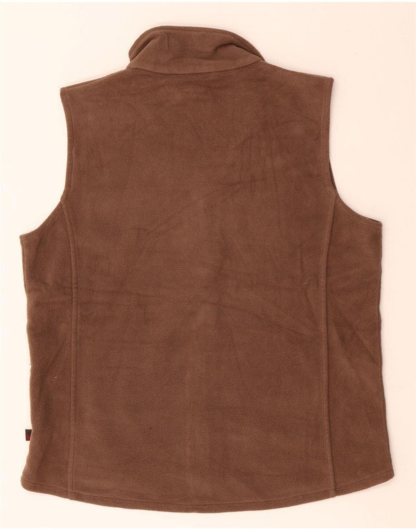 WOOLRICH Womens Fleece Gilet UK 14 Medium Brown Polyester