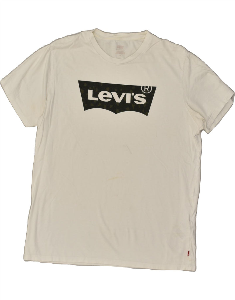 LEVI'S Womens Graphic T-Shirt Top UK 16 Large White Cotton | Vintage Levi's | Thrift | Second-Hand Levi's | Used Clothing | Messina Hembry 