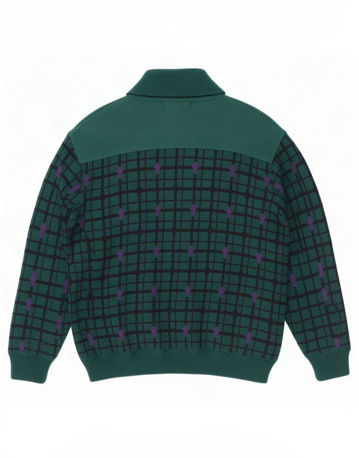 Navigare Mens Knit Bomber Jacket UK 38 Medium Green Check Wool