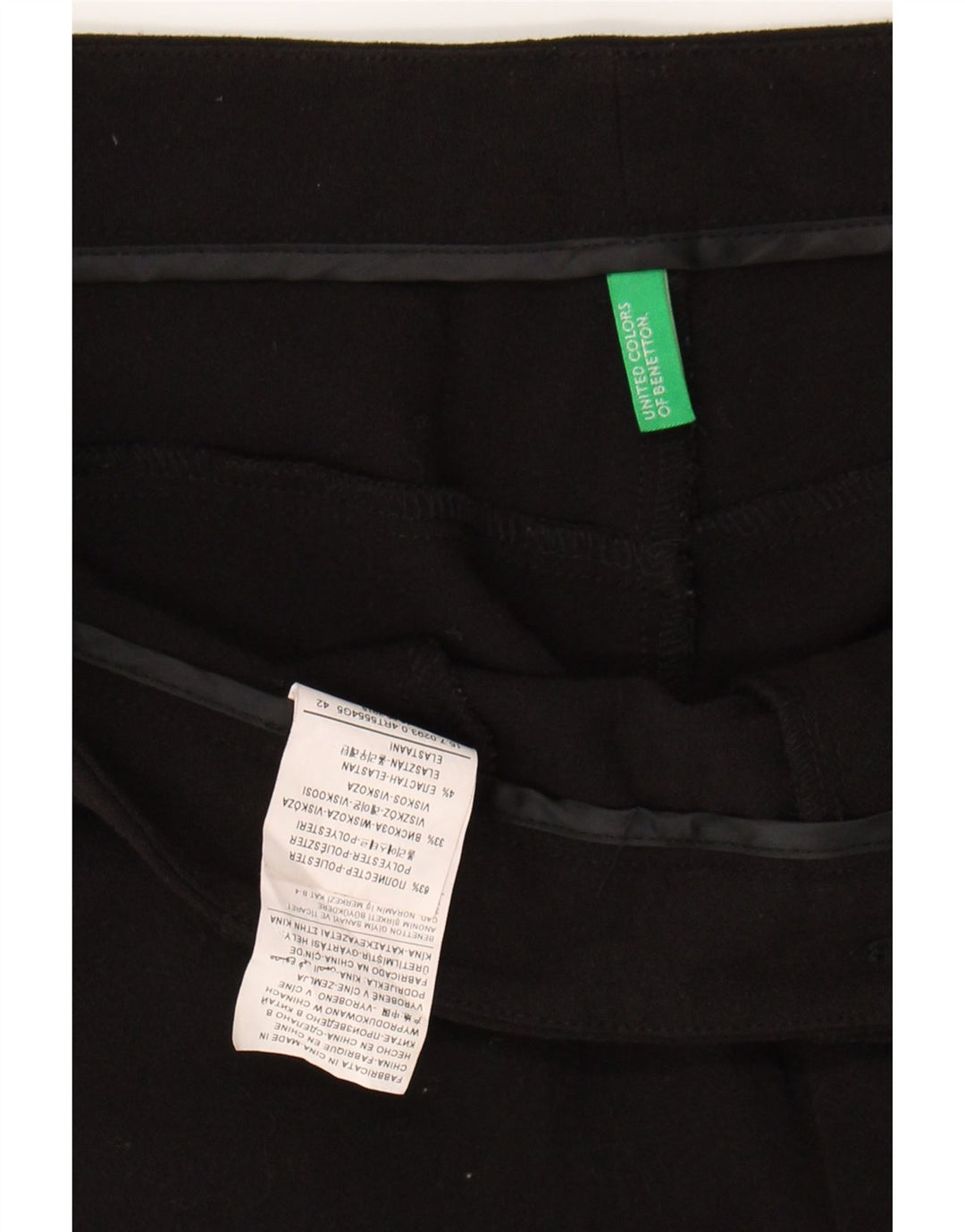 BENETTON Womens Slim Chino Trousers IT 42 Medium W30 L30 Black Polyester Vintage Benetton and Second-Hand Benetton from Messina Hembry 
