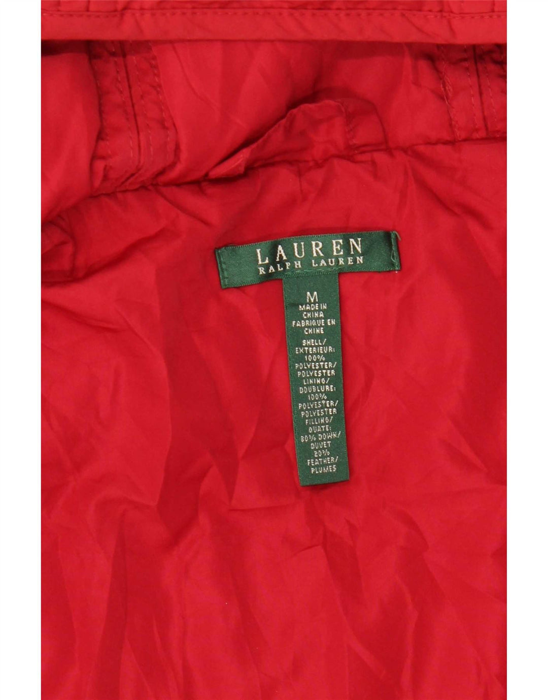Ralph Lauren Womens Hooded Padded Jacket UK 12 Medium Red Polyester