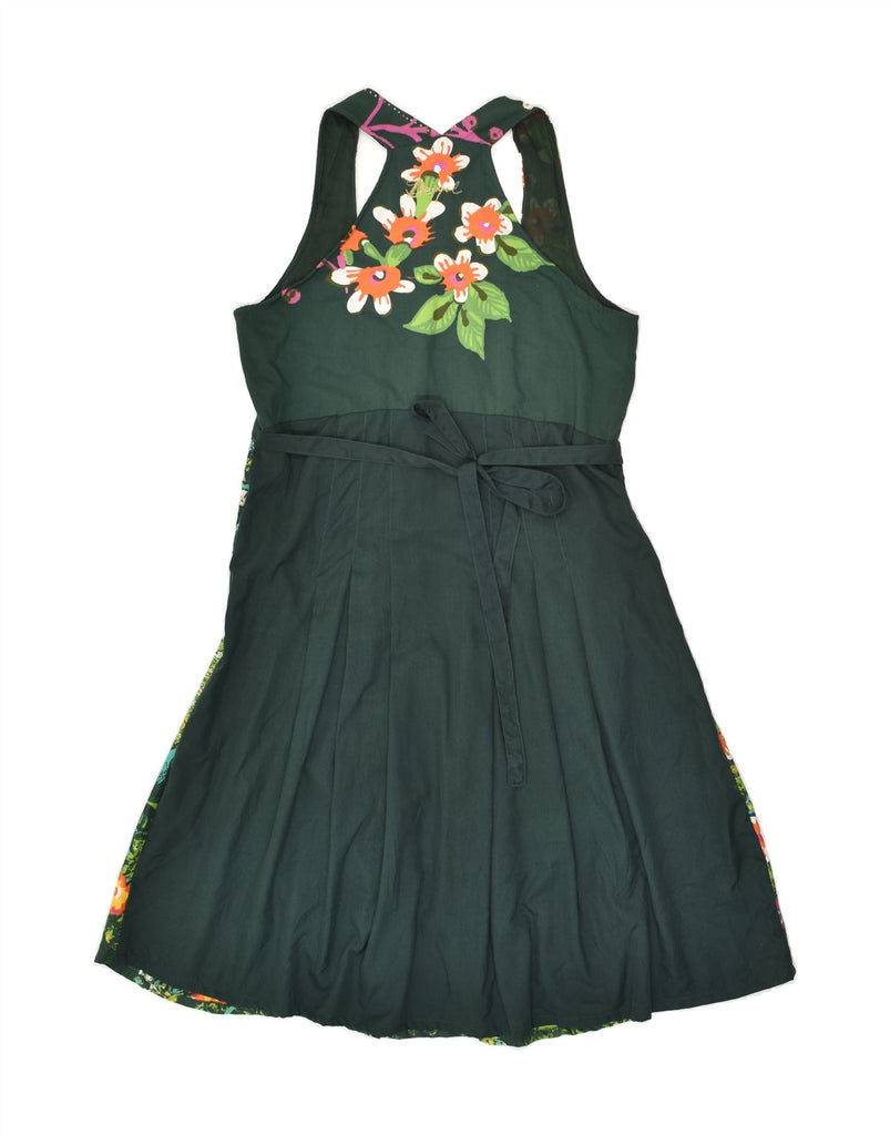 DESIGUAL Womens A-Line Dress EU 38 Medium Green Floral Polyester | Vintage Desigual | Thrift | Second-Hand Desigual | Used Clothing | Messina Hembry 