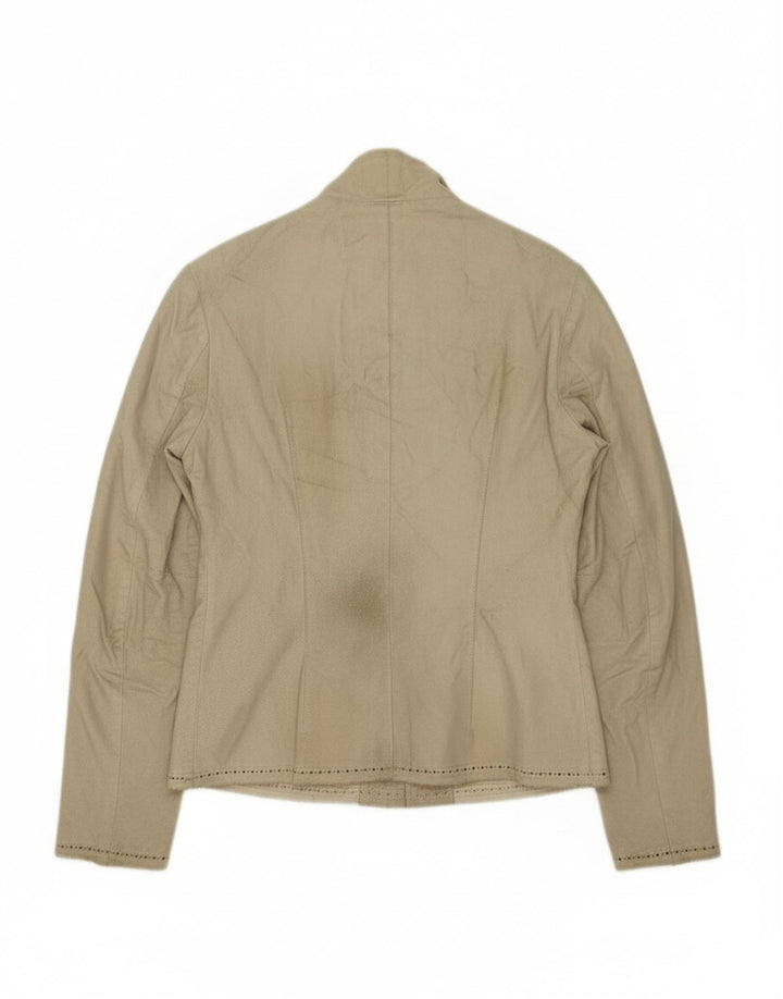 MAX&CO. Womens Suede Jacket UK 10 Small Beige Leather
