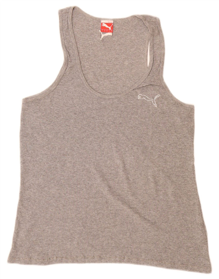PUMA Womens Vest Top UK 14 Large Grey Cotton