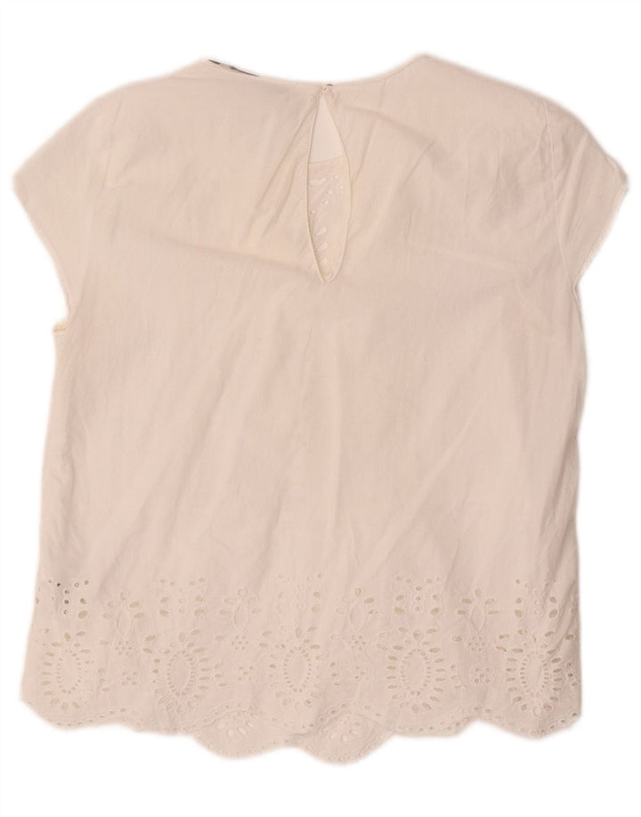ZARA Womens Blouse Top UK 14 Large White Cotton