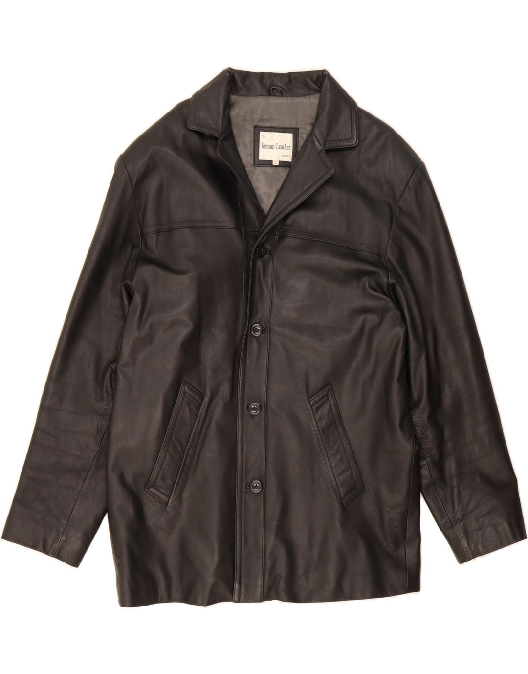 KEENAN Mens Leather Jacket UK 42 XL Black Leather Vintage Keenan and Second-Hand Keenan from Messina Hembry 