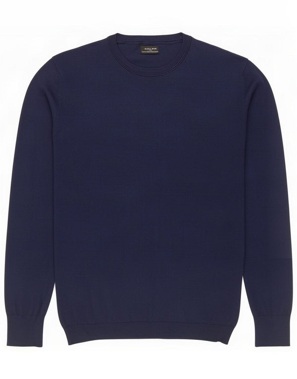 Zara Mens Crew Neck Jumper Sweater Large Navy Blue Viscose