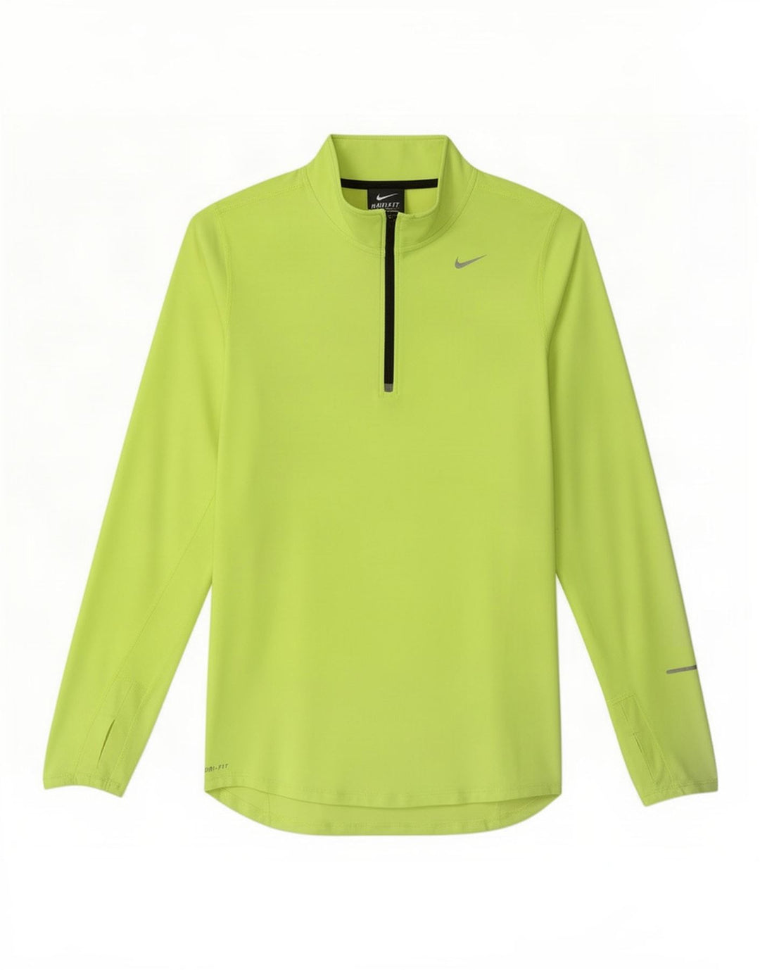 Nike Mens Dri Fit Zip Neck Top Long Sleeve Small Yellow Polyester