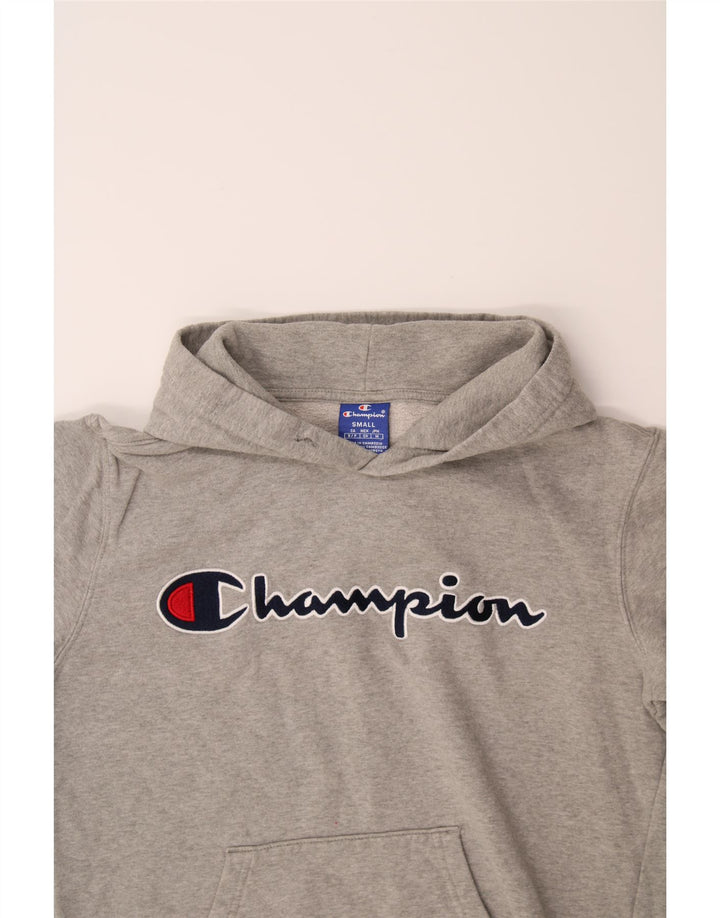 CHAMPION Mens Graphic Hoodie Jumper Small Grey Cotton Vintage Champion and Second-Hand Champion from Messina Hembry 