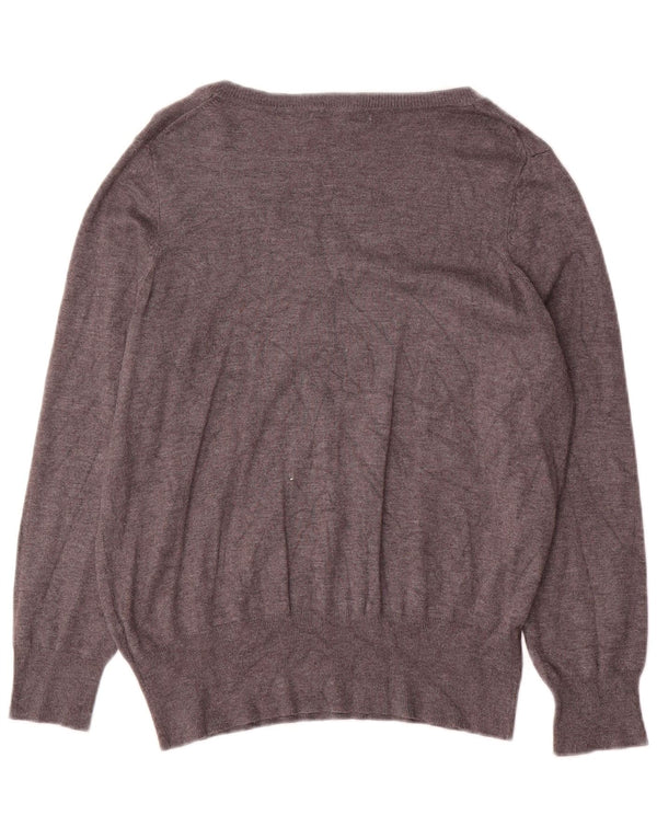 Marks & Spencer Womens V-Neck Jumper Sweater UK 18 XL Grey Viscose