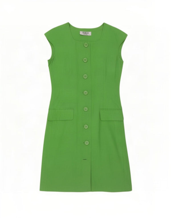 Marella Womens Short Sleeves Shirt Dress UK 12 Medium Green Linen