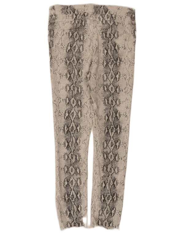 Zara Womens Slim Casual Trousers EU 42 Large W32 L26 White Animal Print