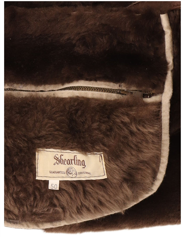 Vintage Mens Shearling Jacket IT 50 Large Brown Shearling
