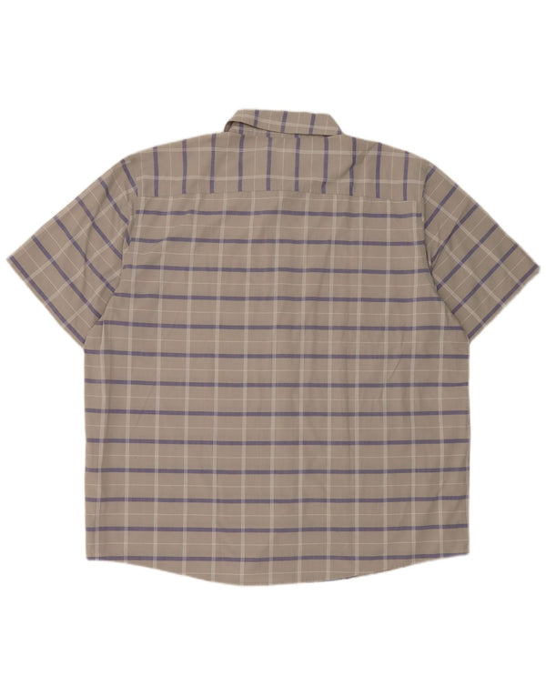 Adidas Mens Short Sleeve Shirt 2XL Grey Check Polyester